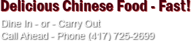 Delicious Chinese Food - Fast in Nixa, MO telephone (417) 725-2699